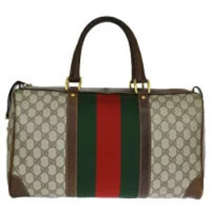Gucci Sherry Handbag Boston GG Interlocking Brown Green Red